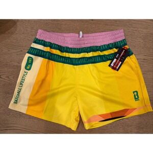 Baseball Lifestyle 101 Mesh Athletic Shorts Size XL Men's Yellow Pencil